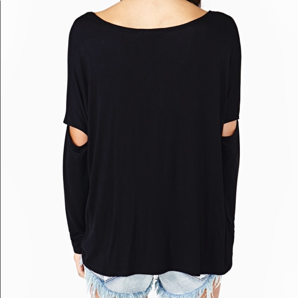 Nasty Gal Slashed Dolman Tee Black - Picture 3 of 7